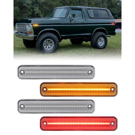 Led Side Marker Lights for Ford F100 150 Bronco 78-79 Econoline Van 75-91 Amber Red Smoke Crystal Signal Blinker Indicator LampsNumber of Bulbs: 4, Light Color: Crystal ,Non sequential 02-0516, Lamp Type: LED