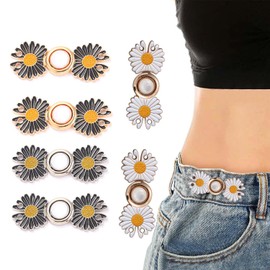 6 Pcs Waist Tightener Clips, Trouser Adjuster Reducer, Daisy Jeans Button Pin Pants Clips, Waist Buckle Adjuster Buttons, No Sewing Required