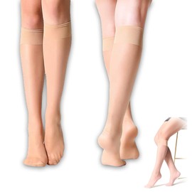 6 Pairs Knee High Stockings, Nude Sheer Pop Socks, Compression Socks for Women Men, Compression Socks, Nylon Socks for Women