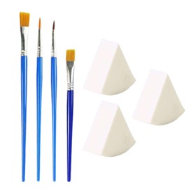 CWPFVQA 3 Makeup Sponges, 4 Painting Brushes, Triangle Face Painting Sponge, Makeup Sponge Tassel, Face Painting Brush, Body Painting Brush Set, Art Painting Set