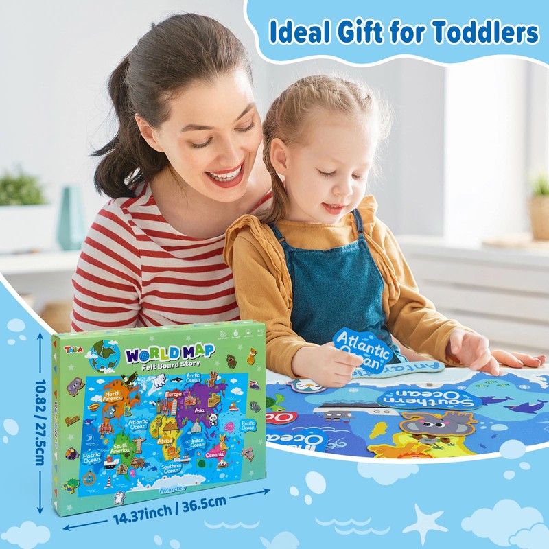 Taika World Felt Set, Felt World Map with World Famous