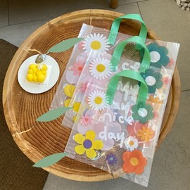 Pretty Transparent Floral Plastic Bags for Boutiques & Shops 50pcs M (32x32)
