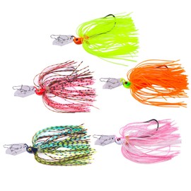 GEDEUBAN 5 PCS Chatter Bait Fishing Lures, Fishing Hooks for Freshwater Bass Jigs