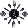 Black Kitchen Wall Clock Removable Modern Cutlery Kitchen Spoon Fork