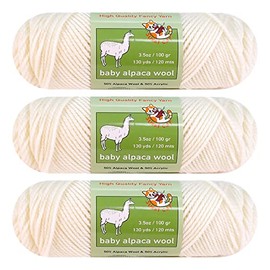 Baby Alpaca Wool Blend Yarn Worsted Weight 3 skeins (100g/each) Art Crafts Crochet and Knitting Sunny Cat Premium Brand (03 Pink Cotton Candy)