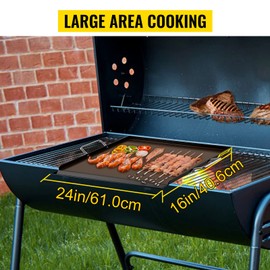VEVOR Carbon Steel Griddle, Griddle Flat Top Plate, Griddle for BBQ Charcoal/Gas Gril with 2 Handles, Rectangular Flat Top Grill with Extra Drain Hole for Tailgating and Parties (16"x24")
