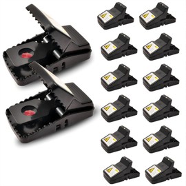 Rat Trap (12-Pack), Large Mouse Traps for Indoor and Outdoor Use, Reusable, Fast, Hygienic, Unplugged, Used to Catch Mice, Squirrels, Rodents, for Home, Yard and Barns