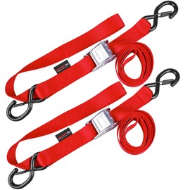 AWELCRAFT Motorcycle Tie Down Straps (2 Pack) Lab Tested 3,300lb Break Strength, Steel Cambuckle Tiedown Set with Integrated Soft Loops - Better Than a Ratchet Strap