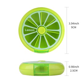 Creative Portable Mini 7 Day Weekly Circular Shape Rotary Cute Fruit Style Pill Storage Case Box (Lemon)