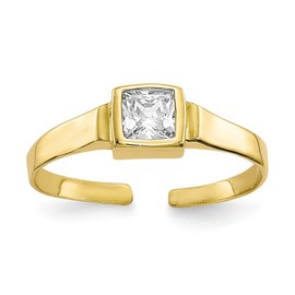 BillyTheTree Jewelry 10K Yellow Gold Open Adjustable w/Square Shape Synthetic CZ Toe Ring