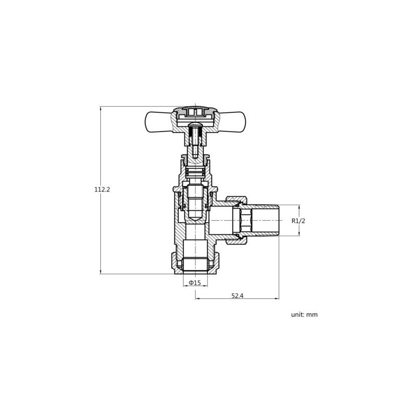 Rule Valve for Bathroom Radiators Chrome Cross Head Angle Valve