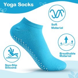 Hoosige 26 Pairs Non Slip Socks for Pilates, Ballet, Barre, Yoga, Grippy Ankle Socks with Sticky Grippers for Women and Men, Mixed Color, Adult Size