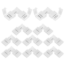 M METERXITY 10-Pack L-Shape 3-Pin LED Strip Lights Connectors, Solderless and Gapless Adapter Connectors for 10mm 5050 2835 Strip Lights/DIY Lighting, LED Tape Light Clips[White]