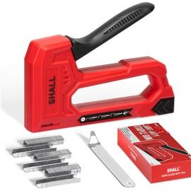 SHALL Light Duty Staple Gun for Wood - Red Upholstery Staple Gun with 1600pcs JT21 Staples 1/4, 5/16, 3/8 inch and Staple Remover - Fabric Stapler Gun for Crafts, DIY, Decoration