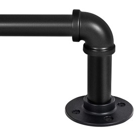 Industrial Curtain Rods for Window 32 to 88, 1 Inch Wrap Around Blackout Drapery Rods Adjustable Heavy Duty Curtain Pole Wall or Ceiling Mounted Patio Bedroom Living Room Divider 32" - 88"Black