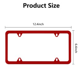 Alpmosn 2PCS Stainless Steel License Plate Frames, 4 Holes Car Licence Plate Covers with Screws Washers and Caps, Car Exterior Accessories, License Plate Holder for US Vehicles (Red)