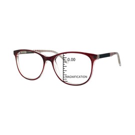 ProEyes Luna, Progressive Blue Light Blocking Readers w/Spring Hinge, 0 Strength on Top Lens (Red, 2.00 x)