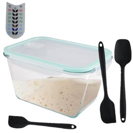 Yomjarl Sourdough Starter Kit,Fermentation Containers with Airtight Lids,Glass Sourdough Bread Baking Supplies Jar,Sour Dough Starter Culture, Bread Starter Tools,Fermenting Kit with Silicone Spoon