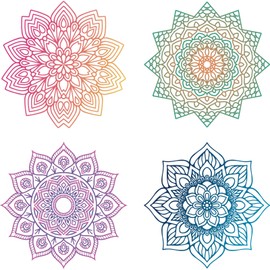 GORGECRAFT 4PCS Mandala Window Decals Static Flower of Life Glass Sliding Door Sticker Clings Vinyl Alert Film Bedroom Bathroom Anti-Collision Decals for Prevent Stop Birds Dogs Pets Strikes