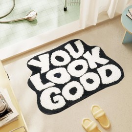You Look Good Bath Mat, Funny Cute Bath Mat, Non Slip Microfiber Bath Mats, Soft & Absorbent Bathroom Rug for Bathroom, Bedroom, Living Room, Kitchen (50 x 60 cm)