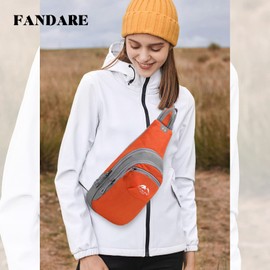 FANDARE Unisex Brusttasche Sport-Schultertaschen Sling Bag Herren Damen Umhängetaschen Crossover Rucksack Schultertasche Daypacks für Outdoor Reisen Camping Wanderrucksäcke Crossbody Pack Orange