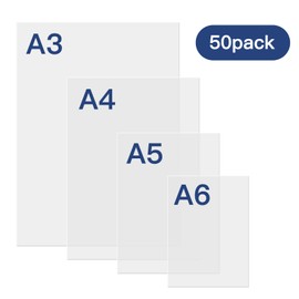 MAXDONE Laminating Pouches A3 A4 A5 A6 (Pack of 50) - Laminating Pouches 80 Micron, Transparent, Glossy, High Quality, Laminating Pouches, Suitable for All Brands of Laminators