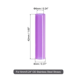 uxcell 20Pcs Silicone Straw Tips, Metal Straw Covers, Soft Reusable Straws Tips Fit for 6mm/0.24" OD Stainless Steel Straws (Purple)