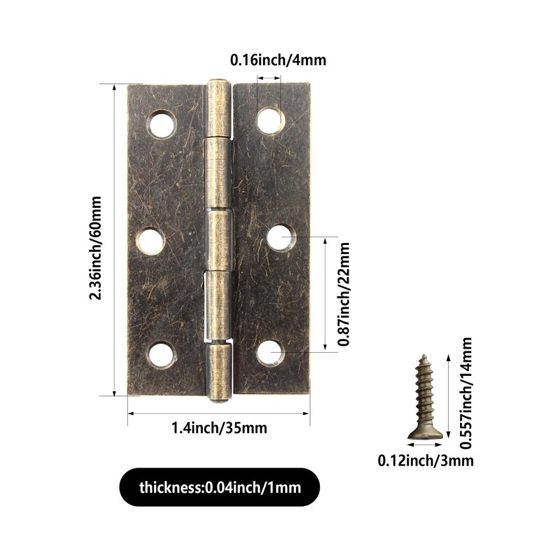 Adyoney 10 Pcs 2.5 Inch Antique Bronze Door Hinge Cabinet