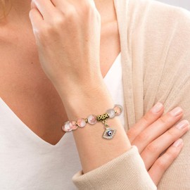 Evil Eye Bracelet for Men Women Turkish Lucky Evil Eye Bracelet Adjustable Crystal Beaded Bracelets with Meaningful Card Jewelry Gifts for Him Her