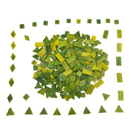 4 Shapes Mixed Glass Mosaic Tiles,Square+Diamond+Triangle+Rectangle 220 PCS Stained Glass Mosaic Pieces for Handmade Art Crafts and Home Decoration (Olive Green)