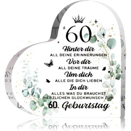Geschenk 60 Geburtstag Frau Mann Geburtstagsgeschenk zum 60 Geburtstag Herz mit Wunschtext Geburtstagsgeschenk für Vater Mutter Mitarbeiter Freund 60 Geburtstag Geschenkideen (Geschenk 60 Geburtstag)