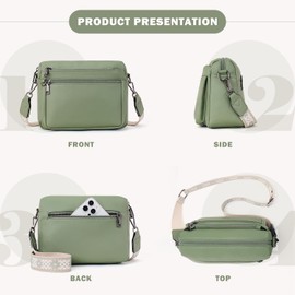 MUIIKOLA Shoulder bag ladies, shoulder bag women's medium size bag women's shoulder bag, shoulder bag women's leather, soft wide strap, B-green, Fashionable