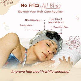 Beautrox Silk Bonnet for Sleeping – Pack of 3; Black, Red, and Silver – Premium Satin Hair Bonnet with New Bow Design – Women's Night Satin Bonnet for Daily Hair Care Routine