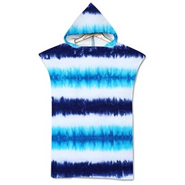 kaylz Beach Towels for Adults Microfiber Hooded Towel Adult Boy Quick Dry Surf Poncho Surfing Swimming Outdoor Sports Wearable Soft Stripe (75*110cm, Blue)