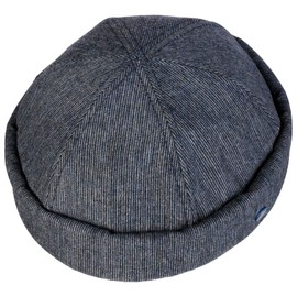HAMMABURG Docker Hat - Men's Winter Hat - Striped Design & Cotton Lining - Harbour Hat - Flexible Combinable Hat, blue, M
