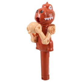 TOYANDONA Dinosaur Shaped Lollipop Holder, Creative Robot Toy for Kids, Brown Plastic Candy Case for Birthday Parties and Family Gatherings, 8.46X3.93X2.36 Inches