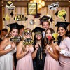 2025 Graduation Photo Booth Props 36Pcs Black Gold Graduation Photo