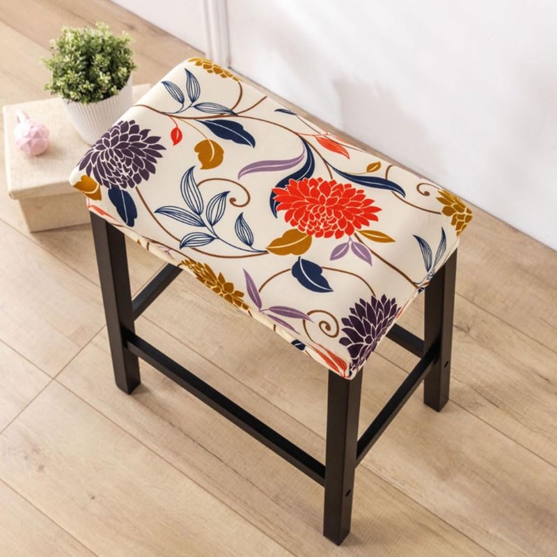 Bifaunvogel Bar Stool Cover (2 Pack), Rectangle, Printed Stretch, Backless,