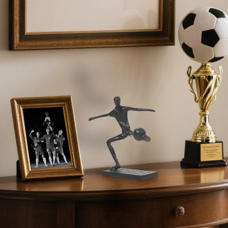 DreamsEden Cast Iron Soccer Player Statue, Abstract Men Playing Soccer