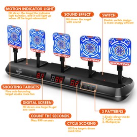 Lehoo Castle Shooting Targets for Nerf, 5 Targets Shooting Games for Kids, Digital Scoring for Nerf Guns Target, Gifts for 5 6 7 8 9 10 Year Old Boy