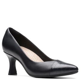 Clarks Women's Kataleyna Rose Pump, Black Croc Print Leather, 9.5