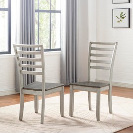 Steve Silver Abacus, Smoky Alabaster and Honey Finish, Ladderback Design, Asian Hardwood Construction, Set of 2 Side Chair, 22.83 x 19 x 40