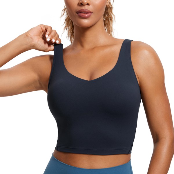 CRZ YOGA Butterluxe Womens V Neck Longline Sports Bra -
