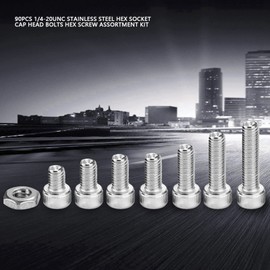 Hex Bolts, Corrosion Resistant Assortment of Cylinder Head Screws and Nuts, 90pcs/set, Precision UNC Stainless Steel Machine Screws for Repair Companies