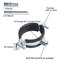 JDHGSHL 4 PCS Split Ring Pipe Hanger, Heavy Duty Adjustable Pipe Bracket Clamp with Screw & Expansion Tube, Wall Ceiling Mount Galvanized Iron Pipe Strap Supports Fit for Pipe OD 1.9-2 Inch(47-51mm)