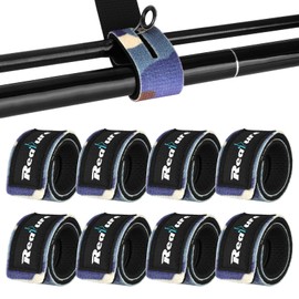 Realure Pack of 8 Camouflage Fishing Rod Velcro Straps Adjustable Neoprene Ties Straps Elastic Fishing Rod Belt Ties for Fixed Fishing Rods Gear Strap Spinning Rod Sea Rod Feeder Rod