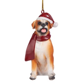 Design Toscano JH576303 Boxer Holiday Dog Ornament Sculpture, Multi-Color