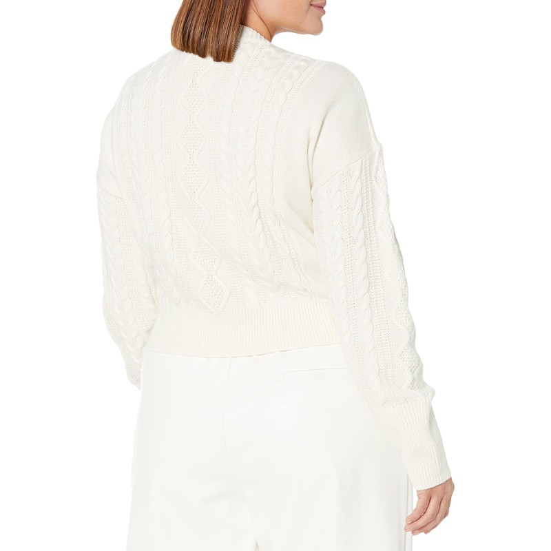 The Drop Waylon Cropped Cable Knit Jumper, Whisper White, XXL