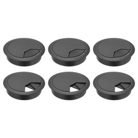 PATIKIL 3 Inch Desk Grommet, 6Pcs Cable Grommet Wire Management Cable Hole Cover Cord Organizer for Office Home Table Countertop, Black