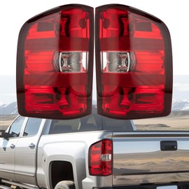 MiKaFex Tail Light Assembly Compatible With 2007-2013 Chevy Silverado 1500 2500 3500 GMC Sierra 3500 HD Driver and Passenger Side Red Border With Bulb Inside and wiring harness